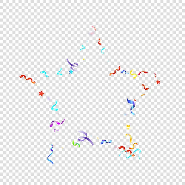 Serpentina Colorida Hoja Vacaciones Streamers Cintas Estrella Confetti Cayendo Sobre — Archivo Imágenes Vectoriales