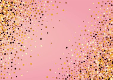 Sarı Parlak Vektör Pembe Arkaplan. Yaldızlı Galaksi Parıltısı Çizimi. Yıldızlı Şablon. Altın Zarif Uzay Dokusu.