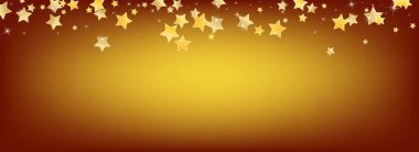 Sarı Xmas Yıldızları Vektör Kahverengi Arkaplan. Cazibeli Konfeti Şablonu. Yıldız Sınırı. Altın Noel Parıltısı Arkaplanı.