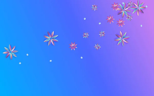 Gradiente Pétala Mínimo Fundo Azul Banner Hibisco Holográfico Summer Rainbow — Vetor de Stock
