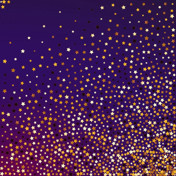 Vector Polvo Dorado Fondo Púrpura Sparkling Falling Confetti Pattern Universo — Archivo Imágenes Vectoriales