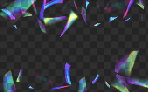 Neon Tinsel Vector Transparent Background 플래시 Glow Confetti Metal Border — 스톡 벡터