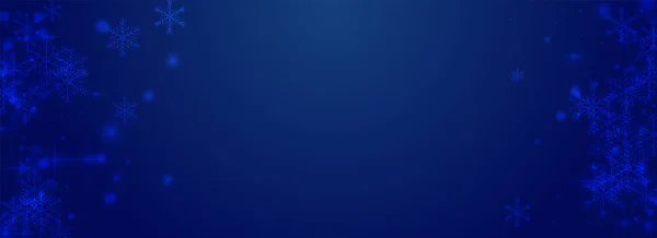 Brillante Copo Nieve Vector Pnoramic Fondo Azul Fondo Pantalla Confetti — Vector de stock