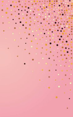 Altın Toz Vektörü Pembe Arkaplan. Sarı Tatil Yağmur Sınırı. Uzay Kutlaması İllüstrasyonu. Yaldızlı Kainat Şablonu.