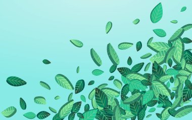 Lime Leaf Bulanık Vektör Mavi Arkaplan Şubesi. Doğa Yaprakları Şablonu. Green Leaves Ormanı İllüstrasyonu. Yeşil Rüzgâr Bitkisi.