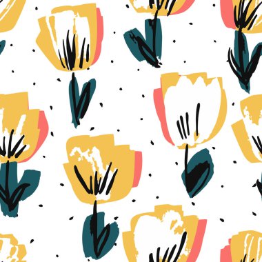 Beyaz ve Sarı Lale, Kusursuz Lale Kalıbı. Çiçek Güzeli Geçmişi. Moda Keçeli Kalem Tasarımı. Lotus Tekstil Kağıt Dokusu.