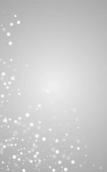 銀の降雪ベクトル灰色の背景 ライト コンフェッティ ホリデー グレー ホリデー デザイン クリスマス雪の透明 — ストックベクタ