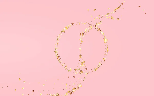 Gold Particle Transparent Vector Pink Background Modern Sequin Postcard Golden — Stock Vector