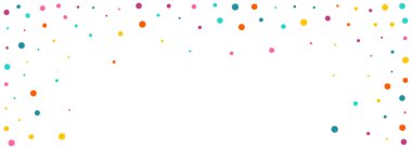 Renk Çemberi Şeffaf Vektör Panoramik Beyaz Arkaplan. Independence Konfeti dokusu. Polka Duvar Kağıdı Kutlaması. Parlak Nokta Noel Şablonu.