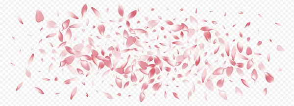 Red Blossom Vector Panorámico Fondo Transparente Tarjeta Lotus Flutter Confetti — Archivo Imágenes Vectoriales