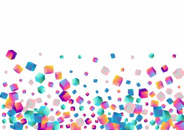 Çok renkli Kutu Vektörü Beyaz Arkaplan. Gökkuşağı Parlak Çokgen Sunumu. Üç boyutlu Brick Broşürü. Holografik Rhombus Yapısı Duvar Kağıdı.