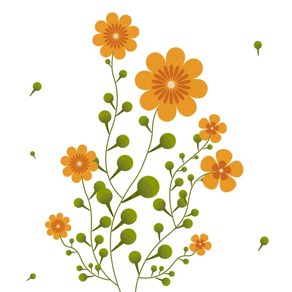 Flores naranjas en tallos rizados . — Vector de stock