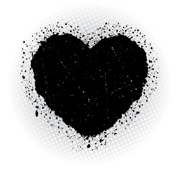 Black ink heart. — Stock Vector