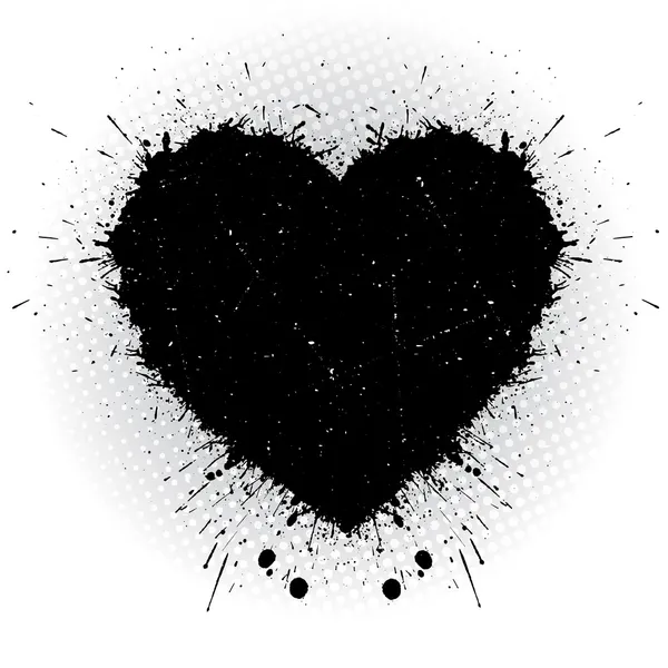 Black ink heart. — Stock Vector