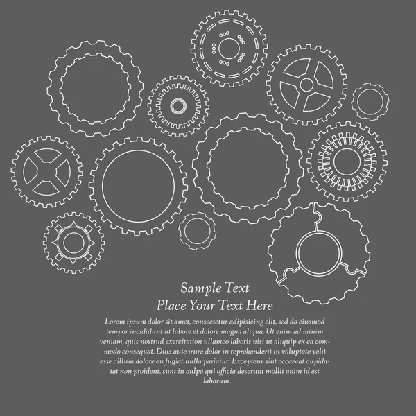 Gears cogs and pinions sketch. — Stock Vector