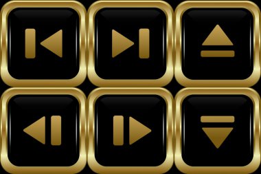 Set of the black gold swith buttons. clipart
