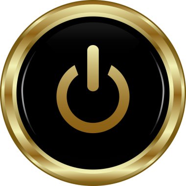 Black gold power button. clipart