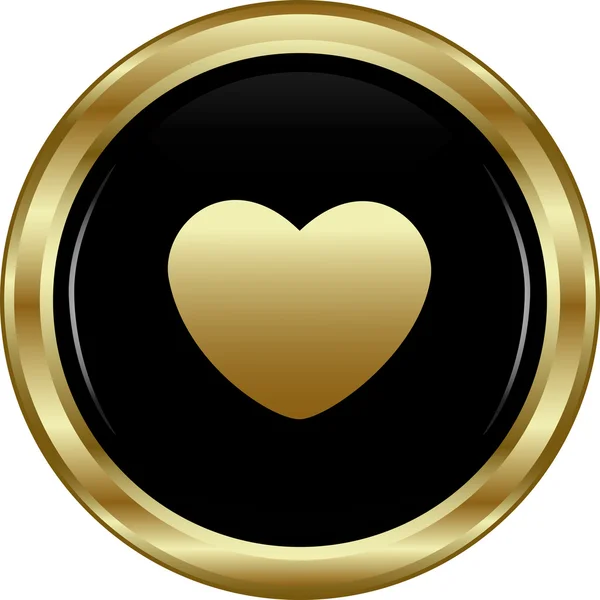 Black gold heart button. — Stock Vector