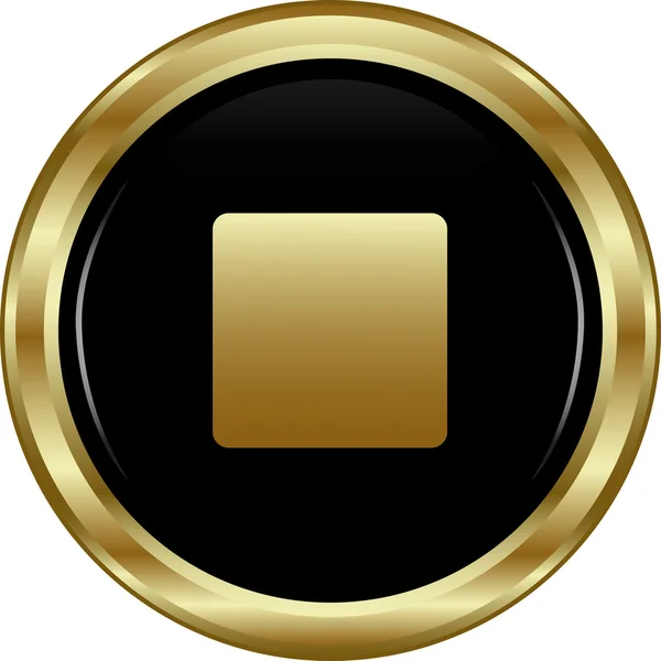 Black gold stop button. — Stock Vector