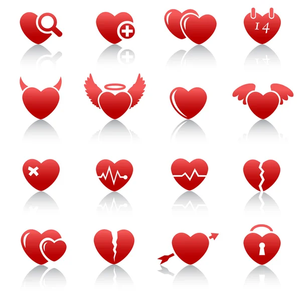 Iconos y símbolos del corazón . — Archivo Imágenes Vectoriales