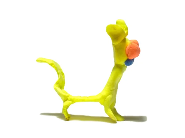 Jouet Auto Fabriqué Pour Enfants Forme Chien Jaune Clair Mousse — Photo