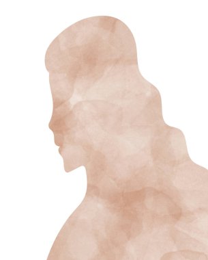 Suluboya dokusundan yapılmış bir kız. Beyaz arkaplan.