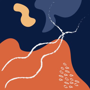 Boho tarzında vektör illüstrasyonu. Soyut suluboya geometrik denge şekilleri, bitkiler, doğa, güneş, ay. Kapak, sosyal ağlar, dekor için tasarım.