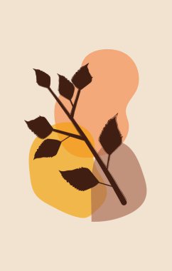 Boho tarzında vektör illüstrasyonu. Soyut suluboya geometrik denge şekilleri, bitkiler. Kapak, duvar kağıdı, kartpostal, sosyal ağlar, dekor için tasarım.