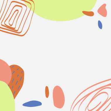 Boho tarzında vektör illüstrasyonu. Soyut suluboya geometrik denge şekilleri, bitkiler. Kapak, duvar kağıdı, kartpostal, sosyal ağlar, dekor için tasarım.