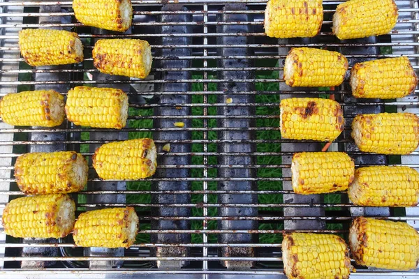 Grilled Corn Tasty Food Coals — стоковое фото