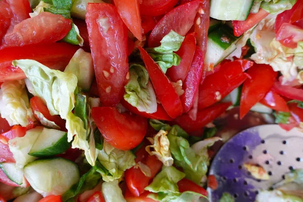 Salade Van Tomaten Komkommerkool Prachtige — Stockfoto