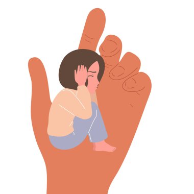 Büyük bir adamın elinde küçük bir çocuk. Çocukluk koruması, insanların çocuklar üzerindeki etkisi..