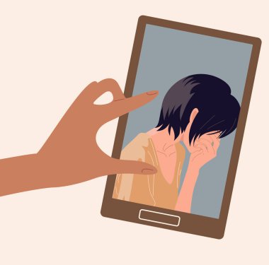 Telefonla el ele. Bir kişi ile görüntülü konuşma yoluyla konuş.