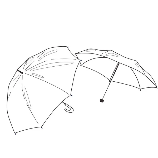 Zwei Offene Regenschirme Auf Weißem Hintergrund — Stockvektor