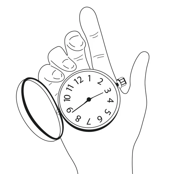 Винтажные Механические Часы Мужской Руке Вектор — стоковый вектор