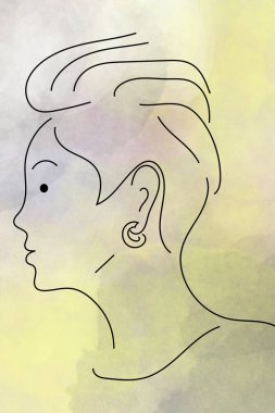 Suluboya soyutlaması. Erkek çizimi, arka plan havalı görüntü.