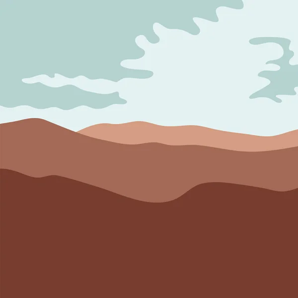 Горный Пейзаж Фоне Облаков Векторный Цвет — стоковый вектор
