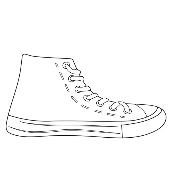 Líneas Blancas Negras Zapatilla Elegante Laces Cool Vector — Vector de stock