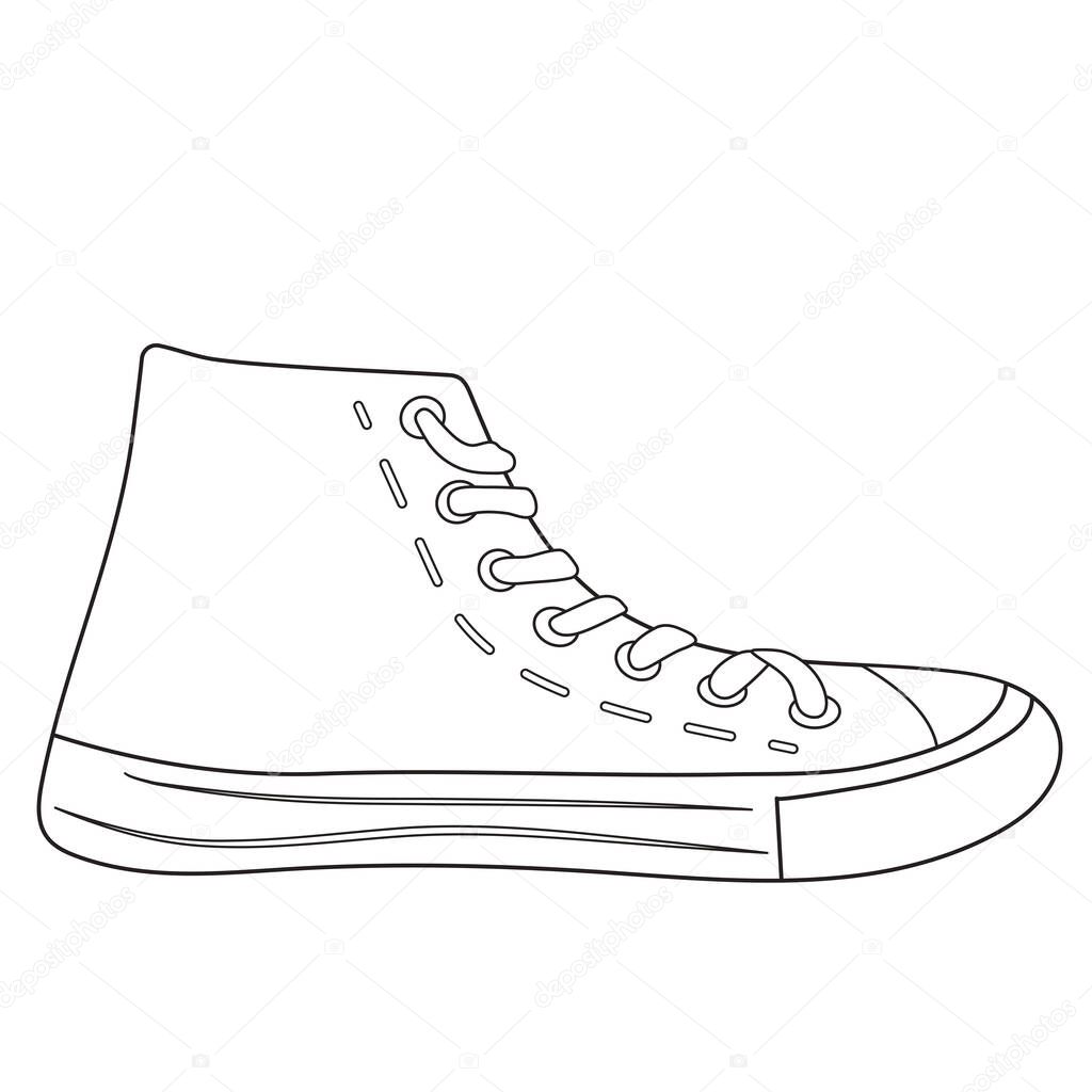 Black and white lines. Stylish sneaker, laces.cool Vector.