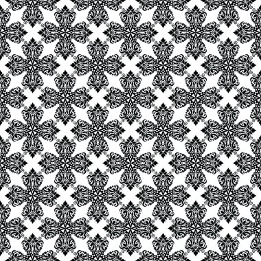 Damask black and white pattern clipart