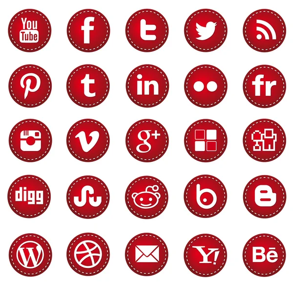 Red Social media icons — Stock Vector