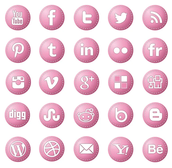 Social media Pink original web icons set — Stock Vector