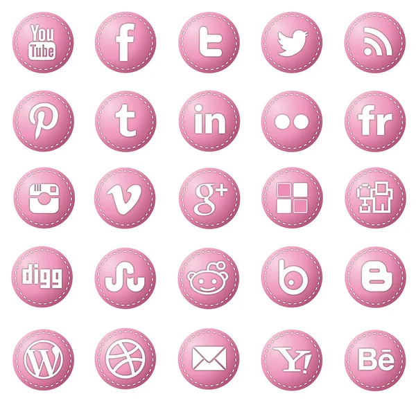 Sosyal medya pembe orijinal web Icons set — Stok Vektör