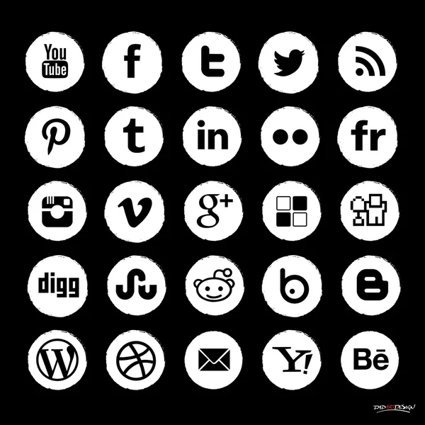 Grunge social media icons — Stock Vector