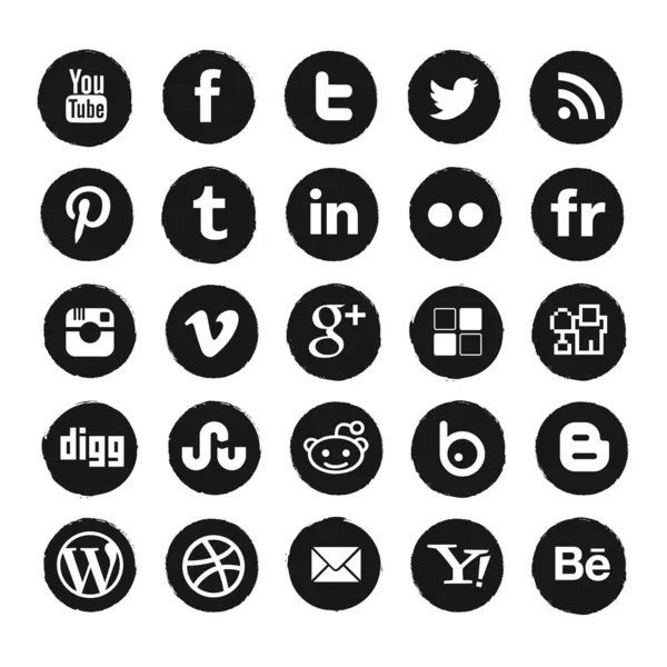 Grunge iconos de redes sociales — Vector de stock