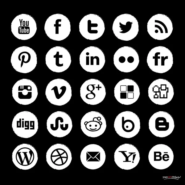 Grunge iconos de redes sociales — Vector de stock