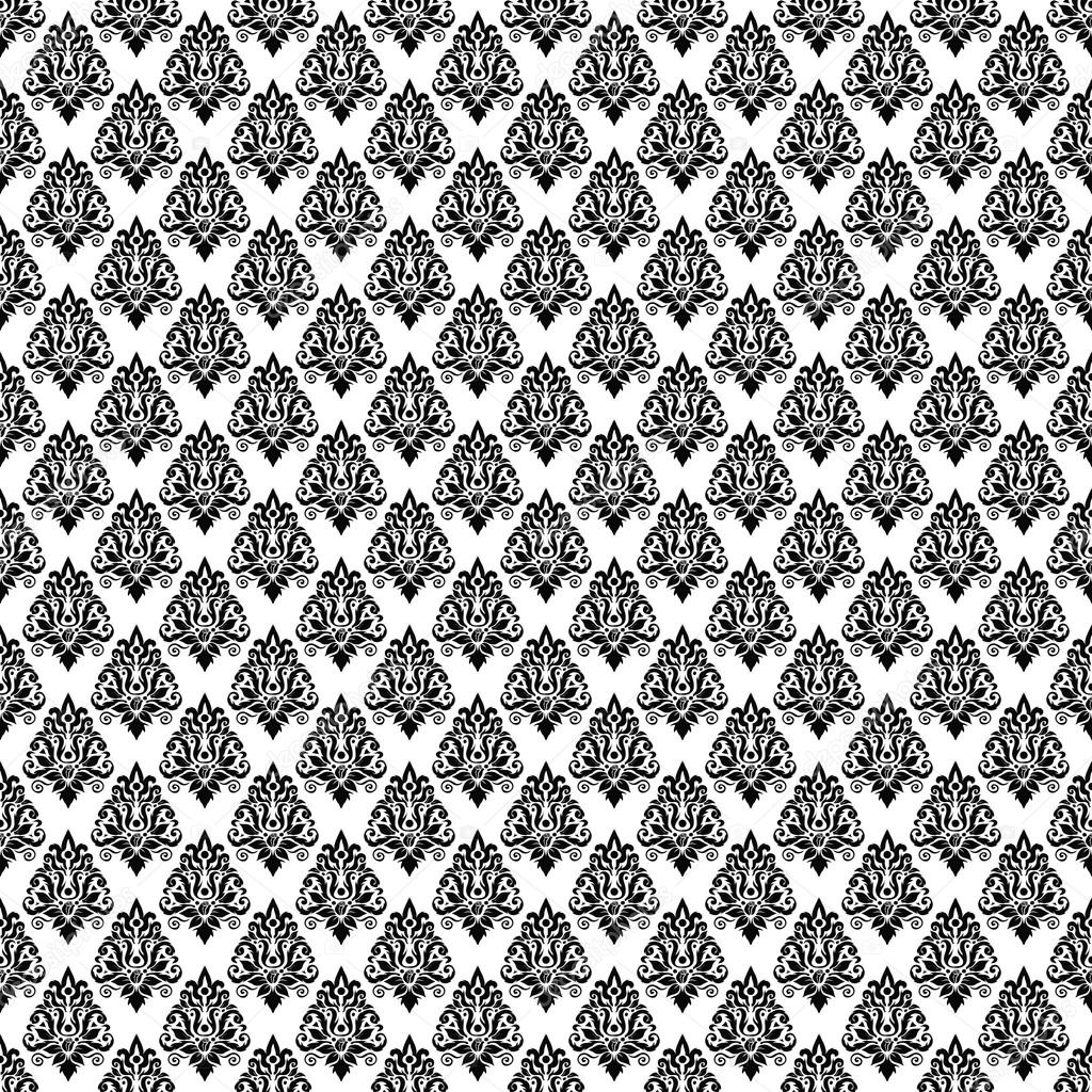 Damask black and white seamless pattern