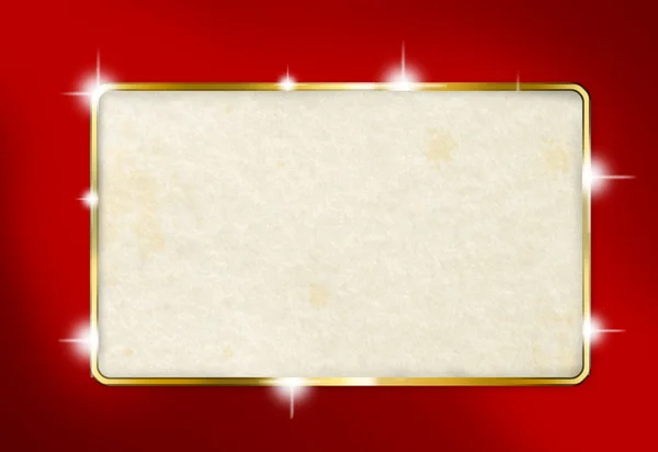 Papier frame met gouden rand op rode achtergrond — Stockfoto