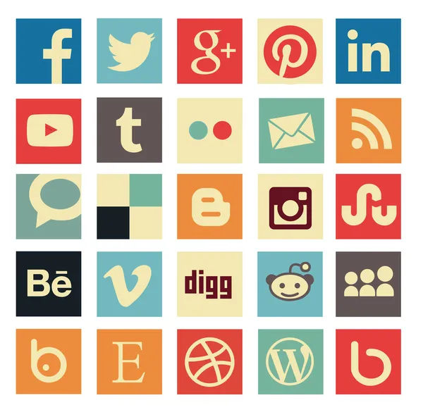 Simple social media icon retro style — Stock Vector