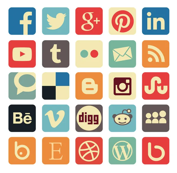 Simple social media icon retro style — Stock Vector